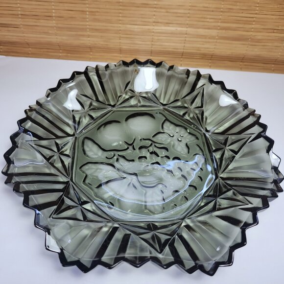 Vintage Glass Dish Ruffled Bowl Federal Pioneer Fruit Pattern 11" Centerpiece - Picture 1 of 16